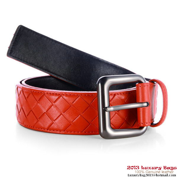 Bottega Veneta Intrecciato Nappa Belt Red Bottega Veneta Intrecciato Nappa Belt Red