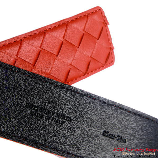 Bottega Veneta Intrecciato Nappa Belt Red Bottega Veneta Intrecciato Nappa Belt Red