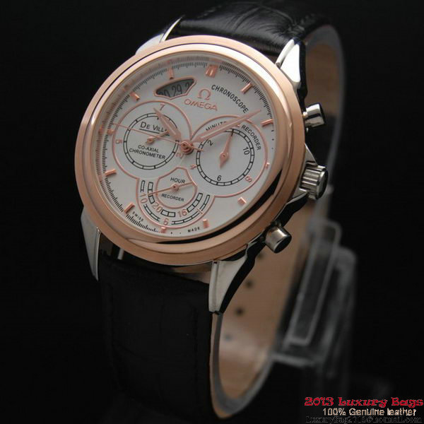 OMEGA DE VILLE CO-AXIAL CHRONOSCOPE Red Gold on Black Leather Strap OM77419 OMEGA DE VILLE CO-AXIAL CHRONOSCOPE Red Gold on Black Leather Strap OM77419