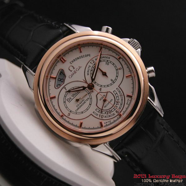 OMEGA DE VILLE CO-AXIAL CHRONOSCOPE Red Gold on Black Leather Strap OM77419 OMEGA DE VILLE CO-AXIAL CHRONOSCOPE Red Gold on Black Leather Strap OM77419