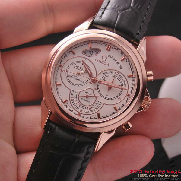 OMEGA DE VILLE CO-AXIAL CHRONOSCOPE Red Gold on Black Leather Strap OM77425 OMEGA DE VILLE CO-AXIAL CHRONOSCOPE Red Gold on Black Leather Strap OM77425