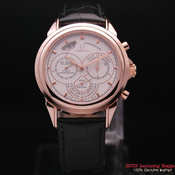 OMEGA DE VILLE CO-AXIAL CHRONOSCOPE Red Gold on Black Leather Strap OM77425 OMEGA DE VILLE CO-AXIAL CHRONOSCOPE Red Gold on Black Leather Strap OM77425