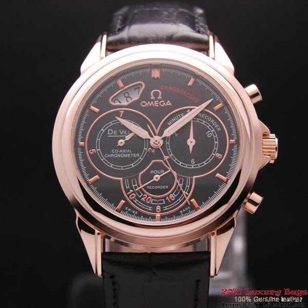 OMEGA DE VILLE CO-AXIAL CHRONOSCOPE Red Gold on Black Leather Strap OM77427 OMEGA DE VILLE CO-AXIAL CHRONOSCOPE Red Gold on Black Leather Strap OM77427