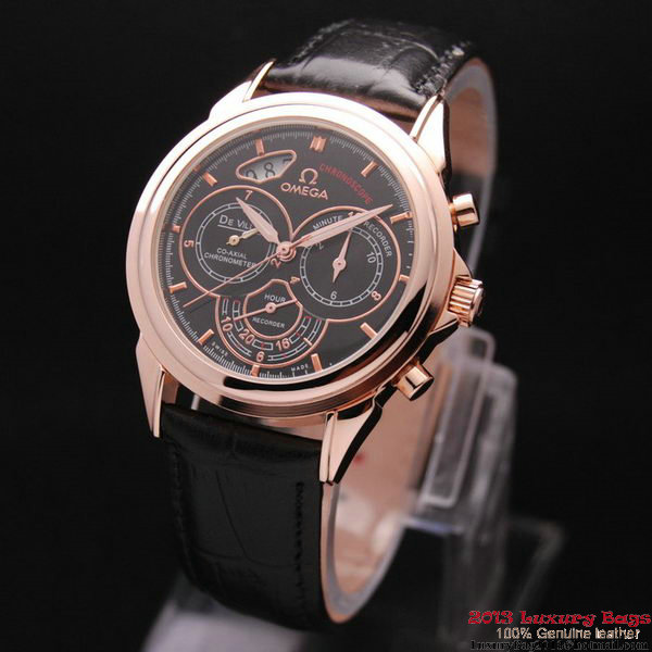 OMEGA DE VILLE CO-AXIAL CHRONOSCOPE Red Gold on Black Leather Strap OM77427 OMEGA DE VILLE CO-AXIAL CHRONOSCOPE Red Gold on Black Leather Strap OM77427
