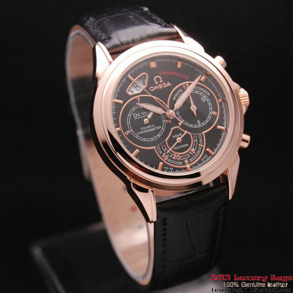 OMEGA DE VILLE CO-AXIAL CHRONOSCOPE Red Gold on Black Leather Strap OM77427 OMEGA DE VILLE CO-AXIAL CHRONOSCOPE Red Gold on Black Leather Strap OM77427