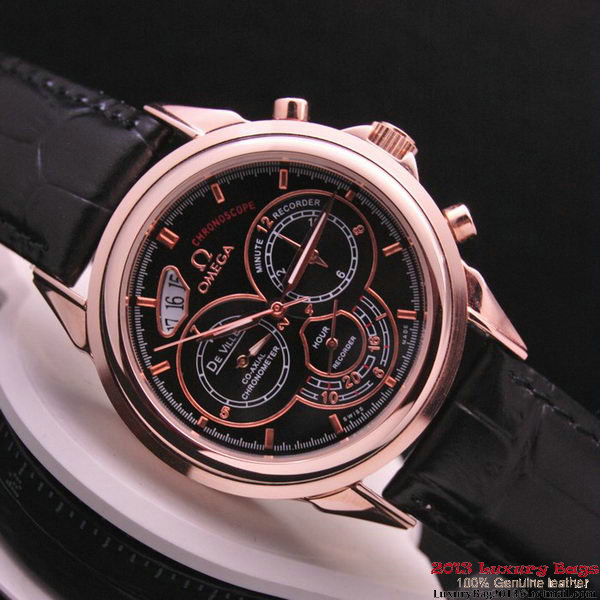 OMEGA DE VILLE CO-AXIAL CHRONOSCOPE Red Gold on Black Leather Strap OM77427 OMEGA DE VILLE CO-AXIAL CHRONOSCOPE Red Gold on Black Leather Strap OM77427