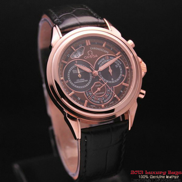 OMEGA DE VILLE CO-AXIAL CHRONOSCOPE Red Gold on Black Leather Strap OM77428 OMEGA DE VILLE CO-AXIAL CHRONOSCOPE Red Gold on Black Leather Strap OM77428