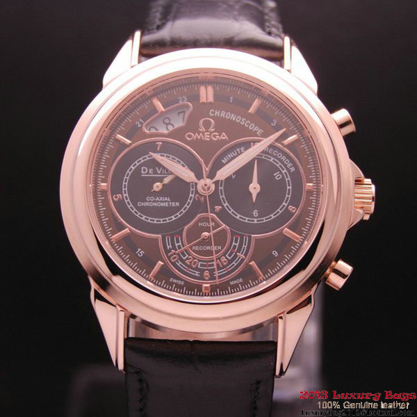 OMEGA DE VILLE CO-AXIAL CHRONOSCOPE Red Gold on Black Leather Strap OM77428 OMEGA DE VILLE CO-AXIAL CHRONOSCOPE Red Gold on Black Leather Strap OM77428