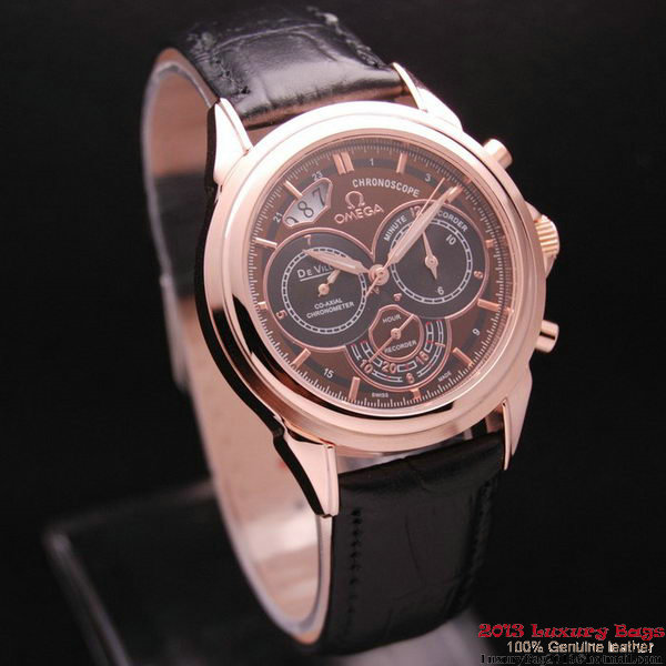 OMEGA DE VILLE CO-AXIAL CHRONOSCOPE Red Gold on Black Leather Strap OM77428 OMEGA DE VILLE CO-AXIAL CHRONOSCOPE Red Gold on Black Leather Strap OM77428