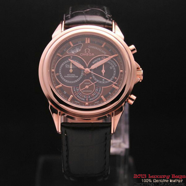 OMEGA DE VILLE CO-AXIAL CHRONOSCOPE Red Gold on Black Leather Strap OM77428 OMEGA DE VILLE CO-AXIAL CHRONOSCOPE Red Gold on Black Leather Strap OM77428