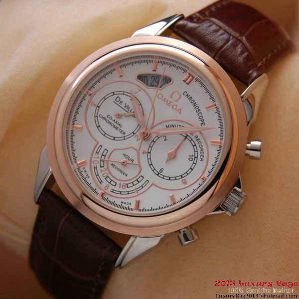 OMEGA DE VILLE CO-AXIAL CHRONOSCOPE Red Gold on Brown Leather Strap OM77418 OMEGA DE VILLE CO-AXIAL CHRONOSCOPE Red Gold on Brown Leather Strap OM77418