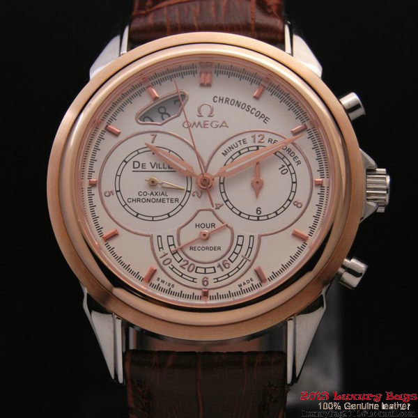 OMEGA DE VILLE CO-AXIAL CHRONOSCOPE Red Gold on Brown Leather Strap OM77418 OMEGA DE VILLE CO-AXIAL CHRONOSCOPE Red Gold on Brown Leather Strap OM77418
