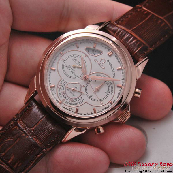OMEGA DE VILLE CO-AXIAL CHRONOSCOPE Red Gold on Brown Leather Strap OM77424 OMEGA DE VILLE CO-AXIAL CHRONOSCOPE Red Gold on Brown Leather Strap OM77424