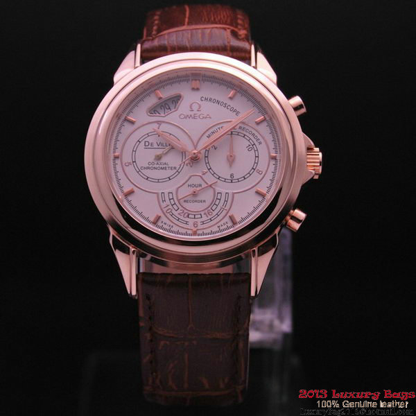 OMEGA DE VILLE CO-AXIAL CHRONOSCOPE Red Gold on Brown Leather Strap OM77424 OMEGA DE VILLE CO-AXIAL CHRONOSCOPE Red Gold on Brown Leather Strap OM77424