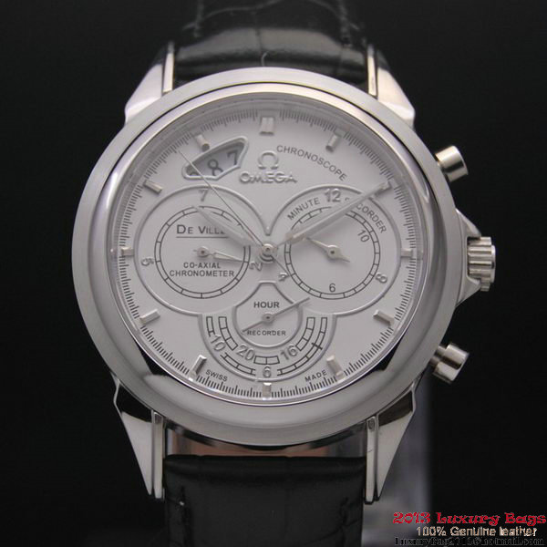 OMEGA DE VILLE CO-AXIAL CHRONOSCOPE Steel on Black Leather Strap OM77402 OMEGA DE VILLE CO-AXIAL CHRONOSCOPE Steel on Black Leather Strap OM77402