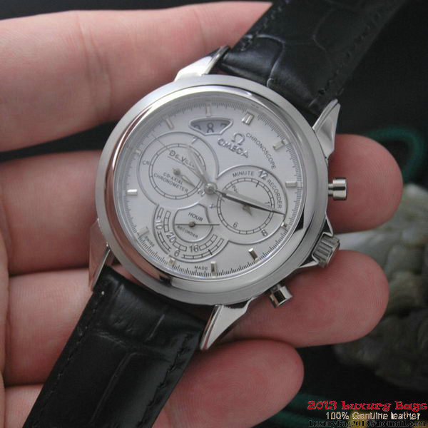 OMEGA DE VILLE CO-AXIAL CHRONOSCOPE Steel on Black Leather Strap OM77402 OMEGA DE VILLE CO-AXIAL CHRONOSCOPE Steel on Black Leather Strap OM77402