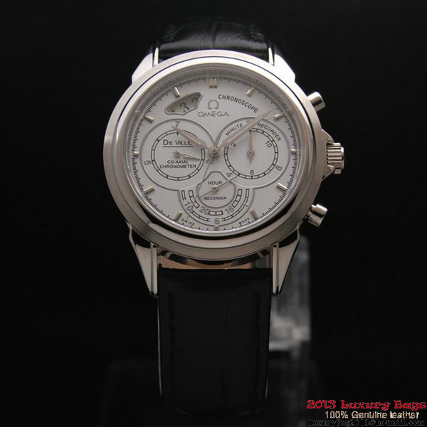 OMEGA DE VILLE CO-AXIAL CHRONOSCOPE Steel on Black Leather Strap OM77402 OMEGA DE VILLE CO-AXIAL CHRONOSCOPE Steel on Black Leather Strap OM77402