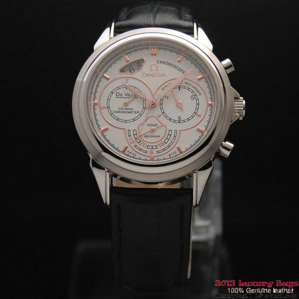 OMEGA DE VILLE CO-AXIAL CHRONOSCOPE Steel on Black Leather Strap OM77403 OMEGA DE VILLE CO-AXIAL CHRONOSCOPE Steel on Black Leather Strap OM77403
