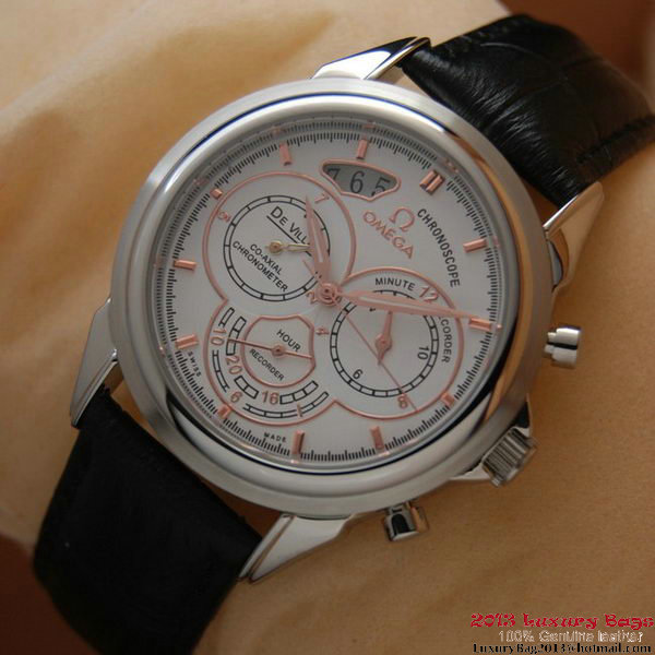 OMEGA DE VILLE CO-AXIAL CHRONOSCOPE Steel on Black Leather Strap OM77403 OMEGA DE VILLE CO-AXIAL CHRONOSCOPE Steel on Black Leather Strap OM77403