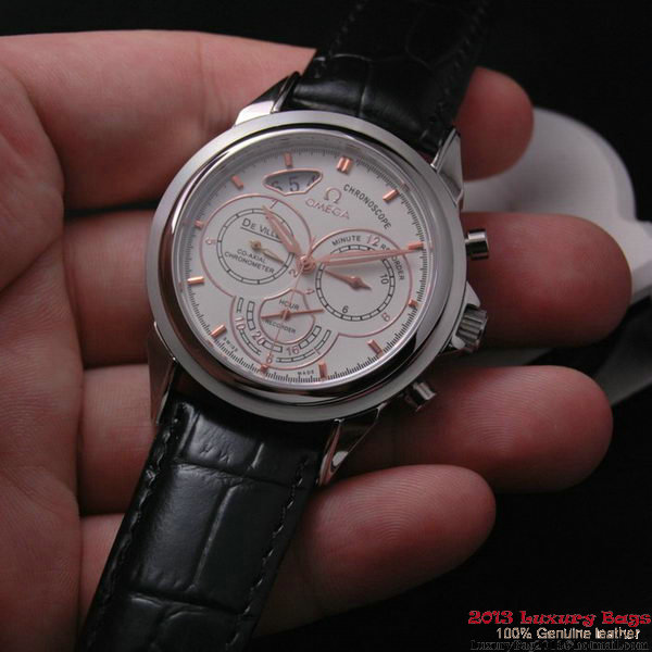 OMEGA DE VILLE CO-AXIAL CHRONOSCOPE Steel on Black Leather Strap OM77403 OMEGA DE VILLE CO-AXIAL CHRONOSCOPE Steel on Black Leather Strap OM77403