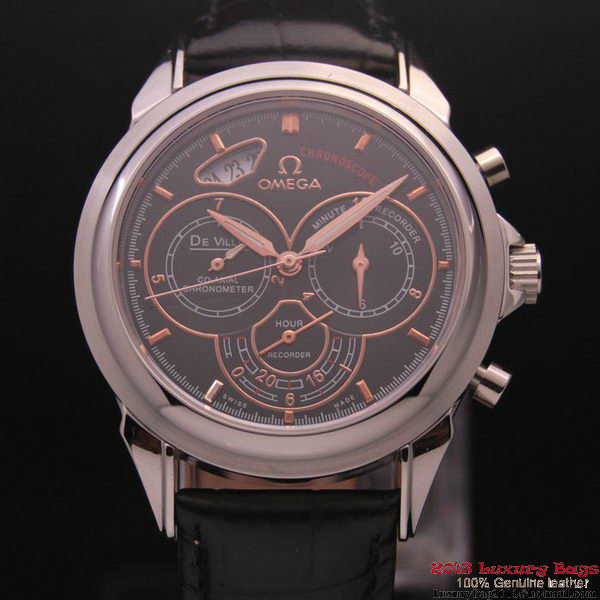 OMEGA DE VILLE CO-AXIAL CHRONOSCOPE Steel on Black Leather Strap OM77409 OMEGA DE VILLE CO-AXIAL CHRONOSCOPE Steel on Black Leather Strap OM77409