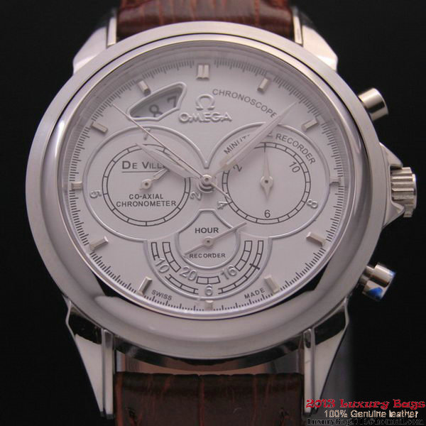 OMEGA DE VILLE CO-AXIAL CHRONOSCOPE Steel on Brown Leather Strap OM77401 OMEGA DE VILLE CO-AXIAL CHRONOSCOPE Steel on Brown Leather Strap OM77401