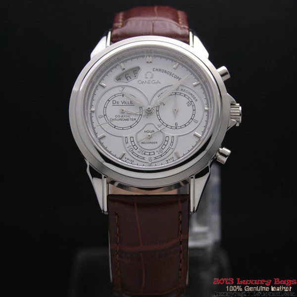 OMEGA DE VILLE CO-AXIAL CHRONOSCOPE Steel on Brown Leather Strap OM77401 OMEGA DE VILLE CO-AXIAL CHRONOSCOPE Steel on Brown Leather Strap OM77401