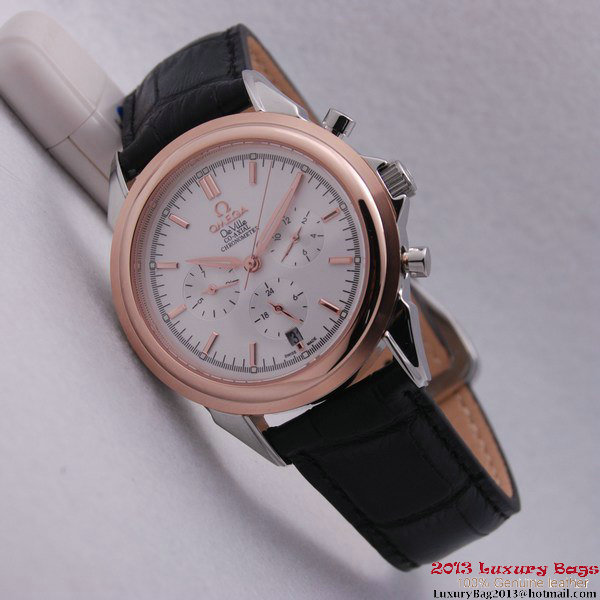 OMEGA DE VILLE CO-AXIAL Chronometer Red Gold on Black Leather Strap OM77508 OMEGA DE VILLE CO-AXIAL Chronometer Red Gold on Black Leather Strap OM77508