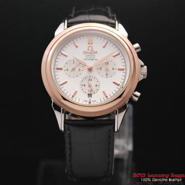 OMEGA DE VILLE CO-AXIAL Chronometer Red Gold on Black Leather Strap OM77508 OMEGA DE VILLE CO-AXIAL Chronometer Red Gold on Black Leather Strap OM77508