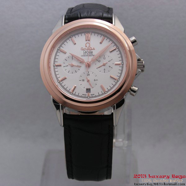 OMEGA DE VILLE CO-AXIAL Chronometer Red Gold on Black Leather Strap OM77508 OMEGA DE VILLE CO-AXIAL Chronometer Red Gold on Black Leather Strap OM77508