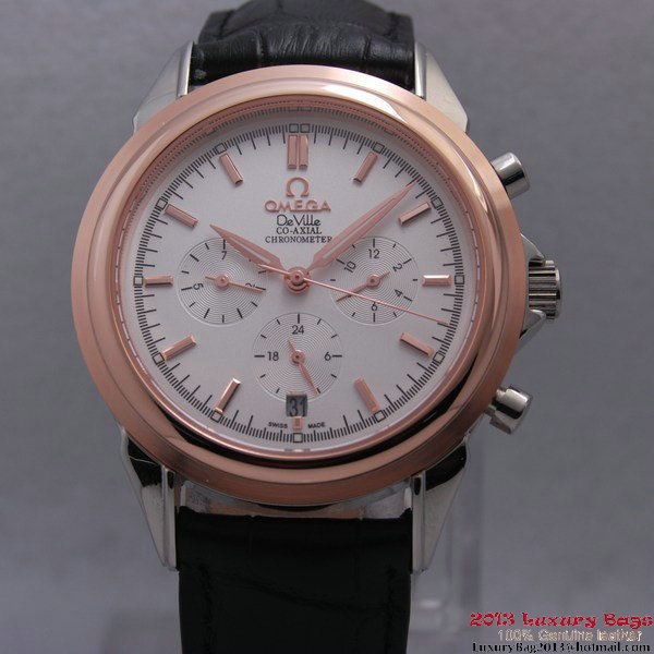 OMEGA DE VILLE CO-AXIAL Chronometer Red Gold on Black Leather Strap OM77508 OMEGA DE VILLE CO-AXIAL Chronometer Red Gold on Black Leather Strap OM77508