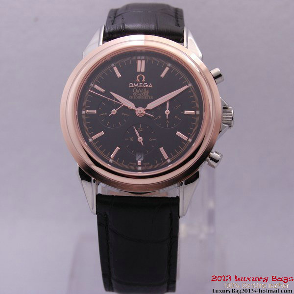 OMEGA DE VILLE CO-AXIAL Chronometer Red Gold on Black Leather Strap OM77512 OMEGA DE VILLE CO-AXIAL Chronometer Red Gold on Black Leather Strap OM77512
