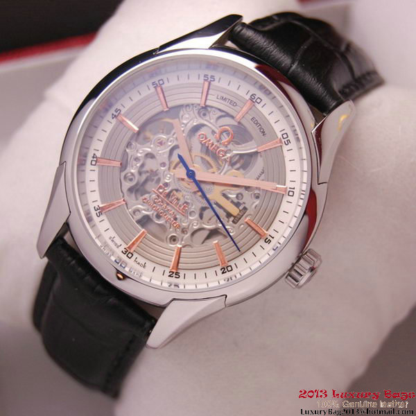OMEGA DE VILLE Tourbillon Watches Steel on Black Leather Strap Om7002 OMEGA DE VILLE Tourbillon Watches Steel on Black Leather Strap Om7002