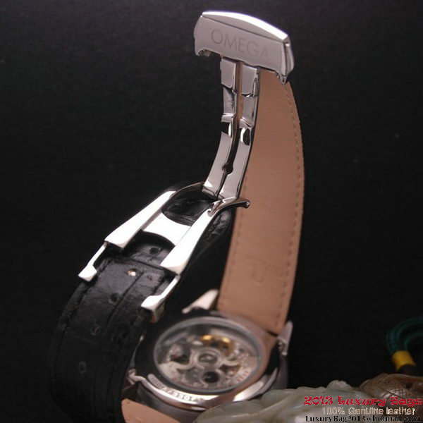 OMEGA DE VILLE Tourbillon Watches Steel on Black Leather Strap Om7002 OMEGA DE VILLE Tourbillon Watches Steel on Black Leather Strap Om7002