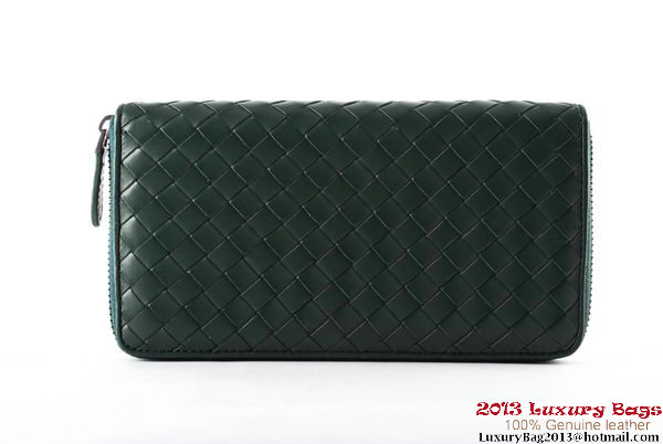 Bottega Veneta Intrecciato Nappa Zippy Wallet BV1571 Green Bottega Veneta Intrecciato Nappa Zippy Wallet BV1571 Green