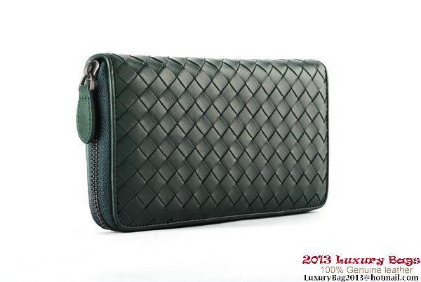 Bottega Veneta Intrecciato Nappa Zippy Wallet BV1571 Green Bottega Veneta Intrecciato Nappa Zippy Wallet BV1571 Green