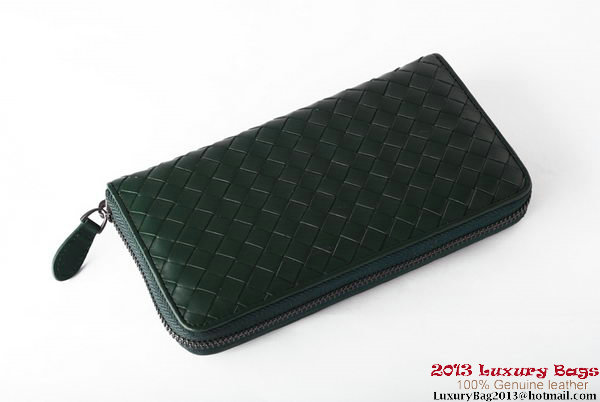 Bottega Veneta Intrecciato Nappa Zippy Wallet BV1571 Green Bottega Veneta Intrecciato Nappa Zippy Wallet BV1571 Green