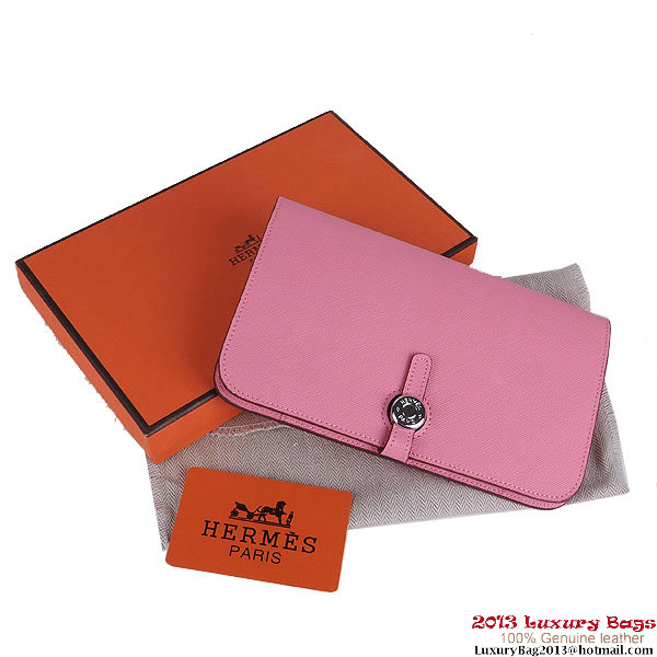 Hermes Dogon Wallet Saffiano Leather Travel Case H001 Pink Hermes Dogon Wallet Saffiano Leather Travel Case H001 Pink