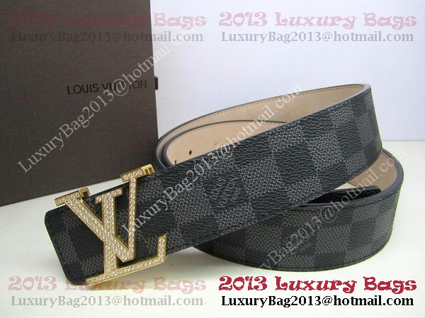 Louis Vuitton Damier Graphite Canvas Belt LV2050 Gold Louis Vuitton Damier Graphite Canvas Belt LV2050 Gold