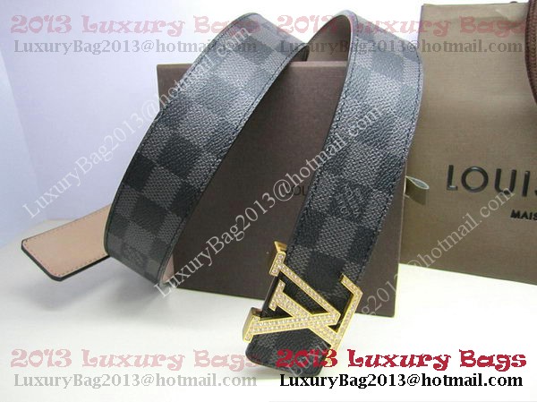 Louis Vuitton Damier Graphite Canvas Belt LV2050 Gold Louis Vuitton Damier Graphite Canvas Belt LV2050 Gold