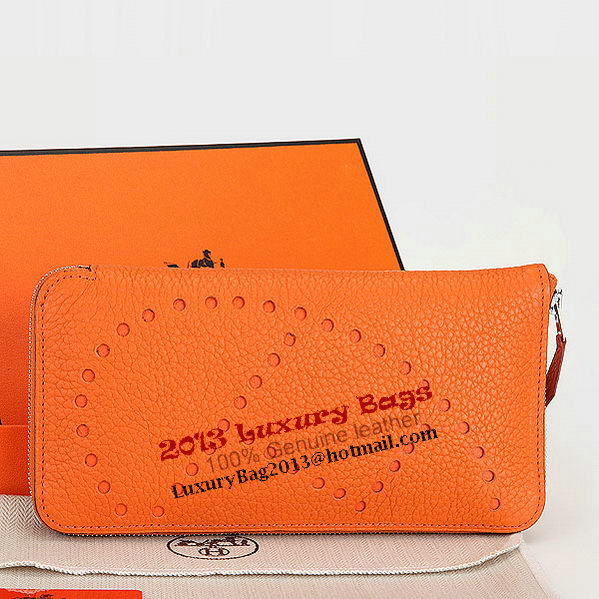 Hermes Evelyn Long Zip Wallet A808 Orange Hermes Evelyn Long Zip Wallet A808 Orange