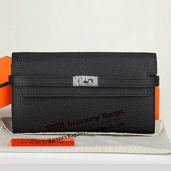 Hermes Kelly Original Leather Bi-Fold Wallet A708 Black Hermes Kelly Original Leather Bi-Fold Wallet A708 Black