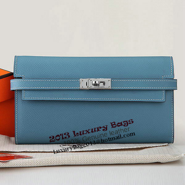 Hermes Kelly Original Saffiano Leather Bi-Fold Wallet A708 Light Blue Hermes Kelly Original Saffiano Leather Bi-Fold Wallet A708 Light Blue