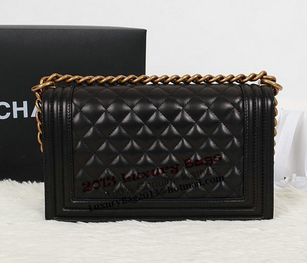 Chanel Black Sheppskin Leather Le Boy Flap Shoulder Bag A67086 Gold