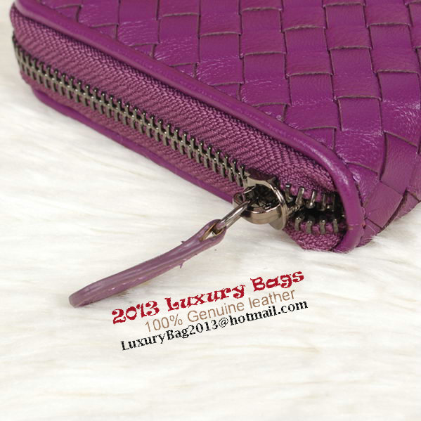 Bottega Veneta Intrecciato Nappa Zip Around Wallet BV20017 Purple Bottega Veneta Intrecciato Nappa Zip Around Wallet BV20017 Purple