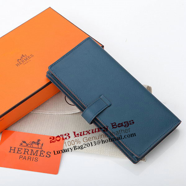 Hermes Bearn Japonaise Bi-Fold Wallet Original Leather A208 Dark Blue Hermes Bearn Japonaise Bi-Fold Wallet Original Leather A208 Dark Blue