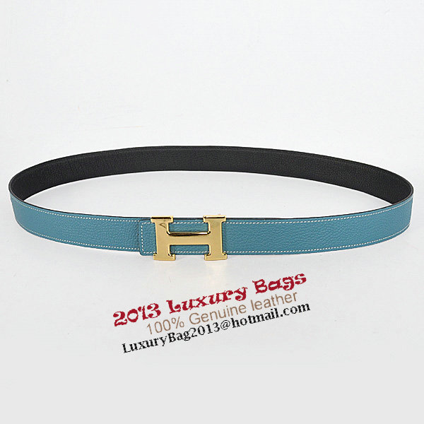 Hermes Bovine Jugular Veins In Blue Belt HR1007A Gold Hermes Bovine Jugular Veins In Blue Belt HR1007A Gold