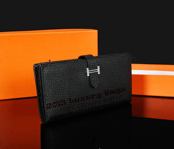 Hermes Bearn Japonaise Bi-Fold Wallet Original Leather A1018 Black Hermes Bearn Japonaise Bi-Fold Wallet Original Leather A1018 Black