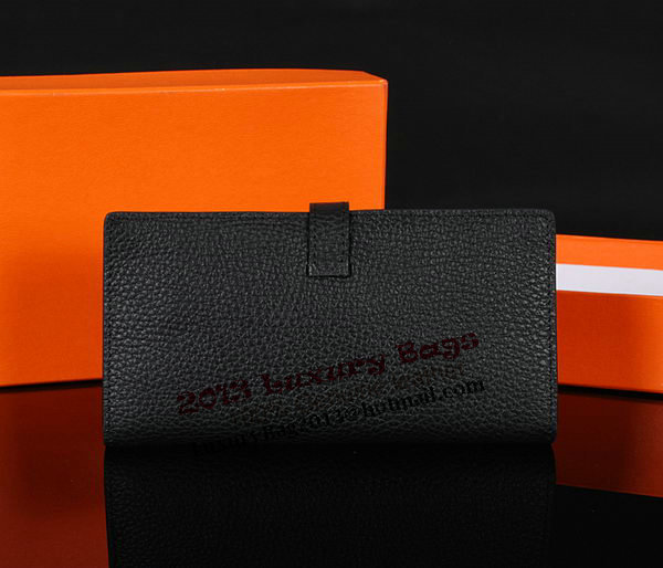 Hermes Bearn Japonaise Bi-Fold Wallet Original Leather A1018 Black Hermes Bearn Japonaise Bi-Fold Wallet Original Leather A1018 Black