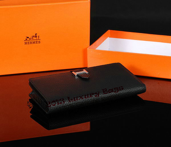 Hermes Bearn Japonaise Bi-Fold Wallet Original Leather A1018 Black Hermes Bearn Japonaise Bi-Fold Wallet Original Leather A1018 Black